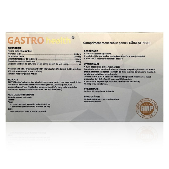GASTRO Health – Supliment Digestiv pentru Câini și Pisici – 30 Tablete Masticabile